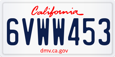 CA license plate 6VWW453