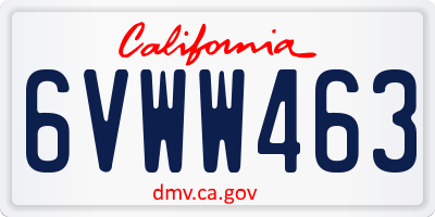 CA license plate 6VWW463