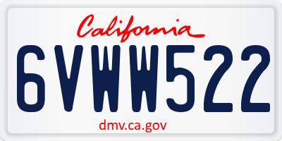 CA license plate 6VWW522