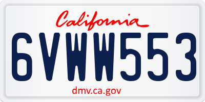 CA license plate 6VWW553