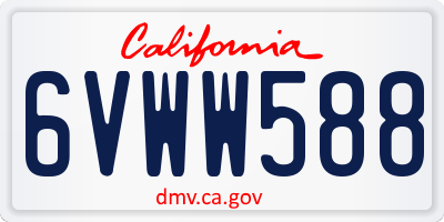 CA license plate 6VWW588