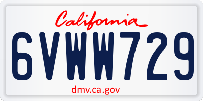 CA license plate 6VWW729