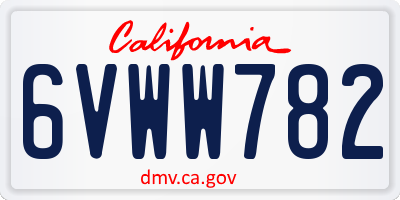 CA license plate 6VWW782