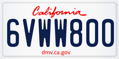 CA license plate 6VWW800