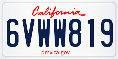 CA license plate 6VWW819