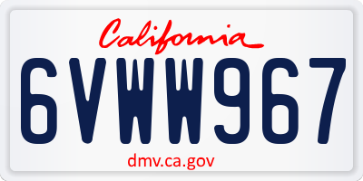 CA license plate 6VWW967