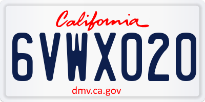 CA license plate 6VWX020