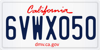 CA license plate 6VWX050