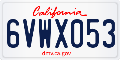 CA license plate 6VWX053