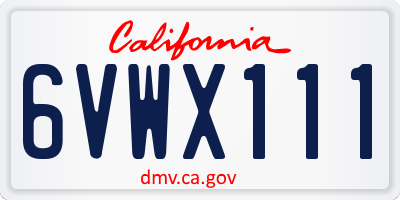 CA license plate 6VWX111
