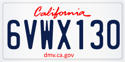 CA license plate 6VWX130