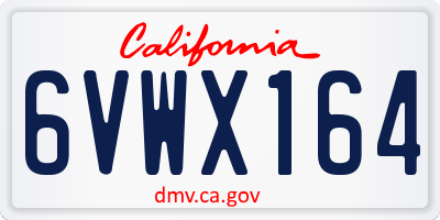 CA license plate 6VWX164