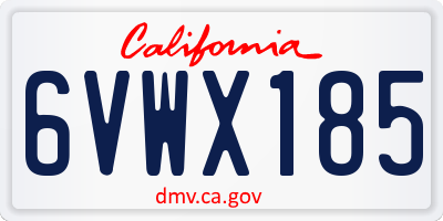 CA license plate 6VWX185