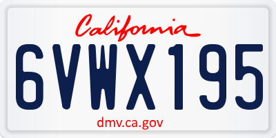 CA license plate 6VWX195
