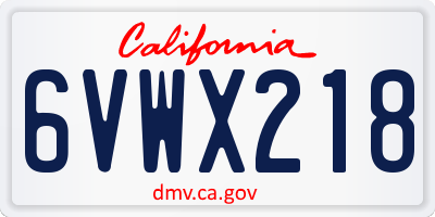 CA license plate 6VWX218