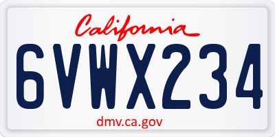 CA license plate 6VWX234