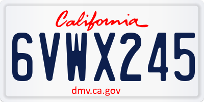 CA license plate 6VWX245
