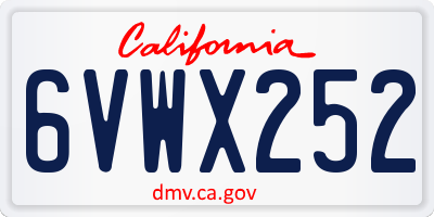 CA license plate 6VWX252