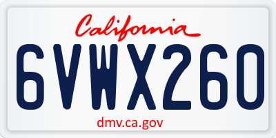 CA license plate 6VWX260