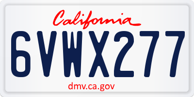 CA license plate 6VWX277
