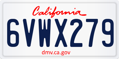 CA license plate 6VWX279