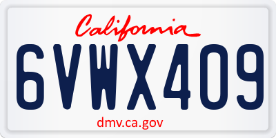 CA license plate 6VWX409