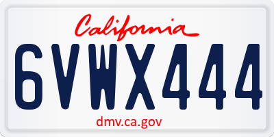 CA license plate 6VWX444