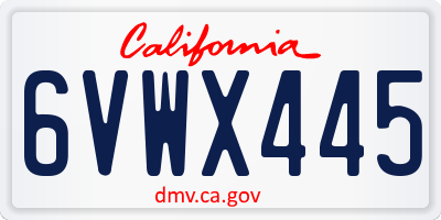 CA license plate 6VWX445