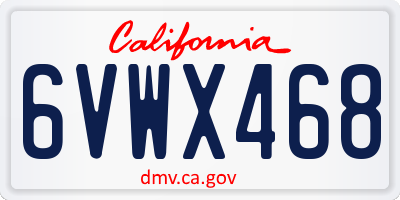 CA license plate 6VWX468
