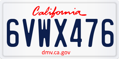 CA license plate 6VWX476