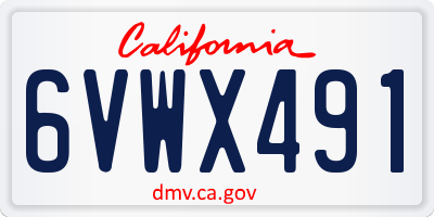 CA license plate 6VWX491
