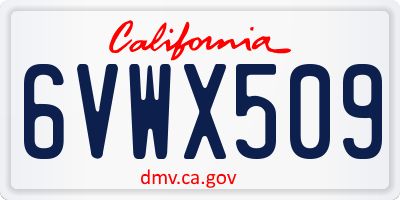 CA license plate 6VWX509