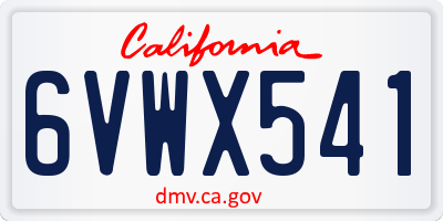 CA license plate 6VWX541