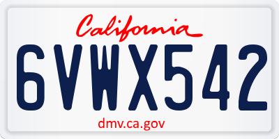 CA license plate 6VWX542