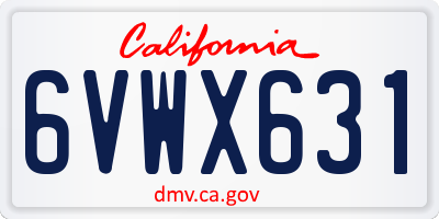 CA license plate 6VWX631