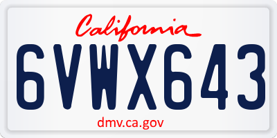 CA license plate 6VWX643