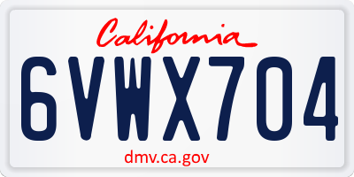 CA license plate 6VWX704