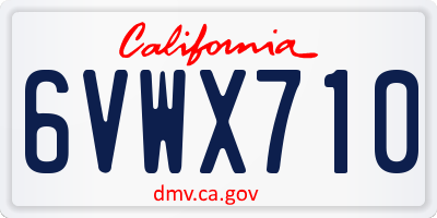 CA license plate 6VWX710
