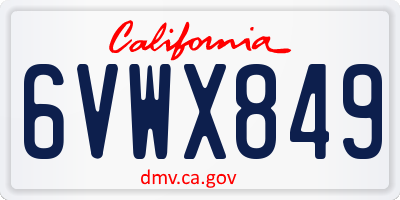 CA license plate 6VWX849