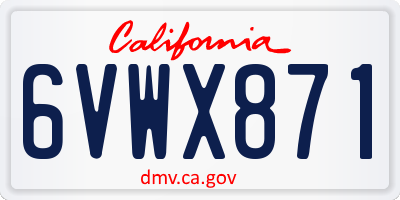 CA license plate 6VWX871