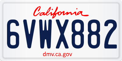 CA license plate 6VWX882