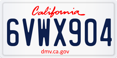 CA license plate 6VWX904