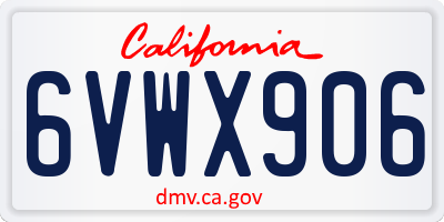 CA license plate 6VWX906