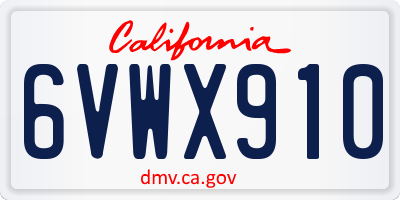 CA license plate 6VWX910