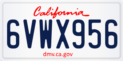 CA license plate 6VWX956