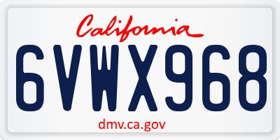 CA license plate 6VWX968