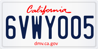 CA license plate 6VWY005
