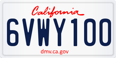 CA license plate 6VWY100