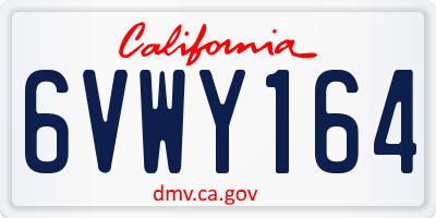 CA license plate 6VWY164