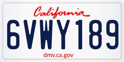 CA license plate 6VWY189